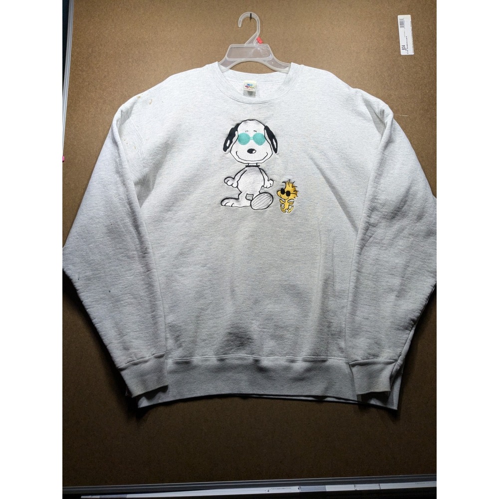 Vintage Too Cute Snoopy Woodstock Joe Cool Sweatshirt XL Gray USA Peanuts